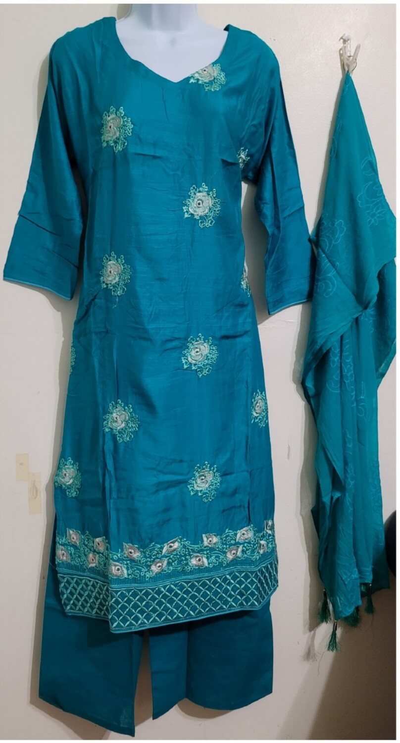 Embroidery pure cotton suit