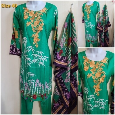 Pakistani embroidery linen suit with wool shawl 