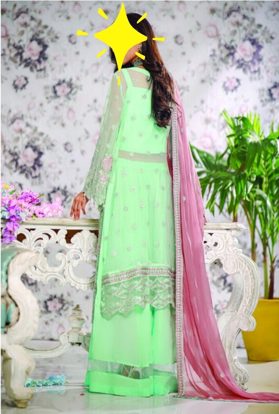 Pistachio- Dhani Luxury Chiffon Original Pakistani Suit