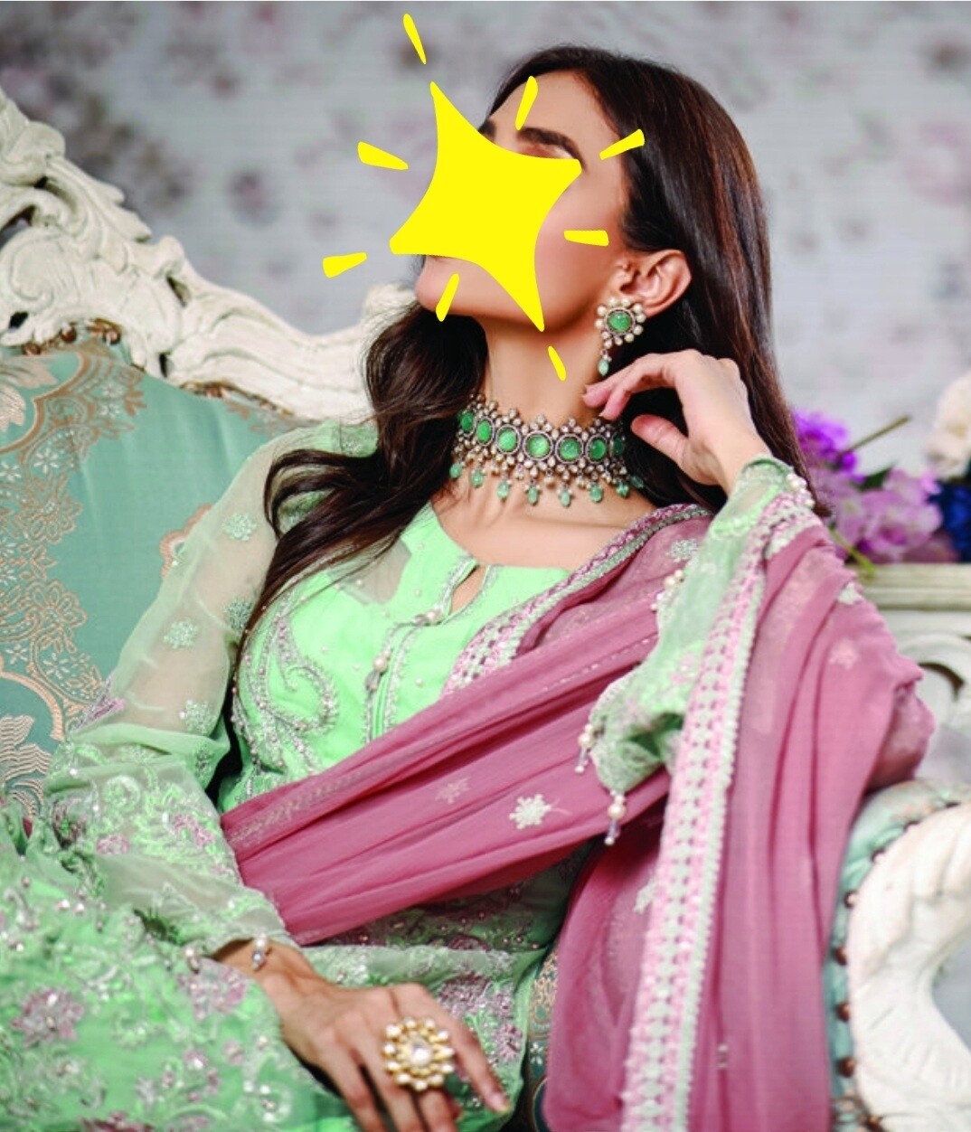 Pistachio- Dhani Luxury Chiffon Original Pakistani Suit
