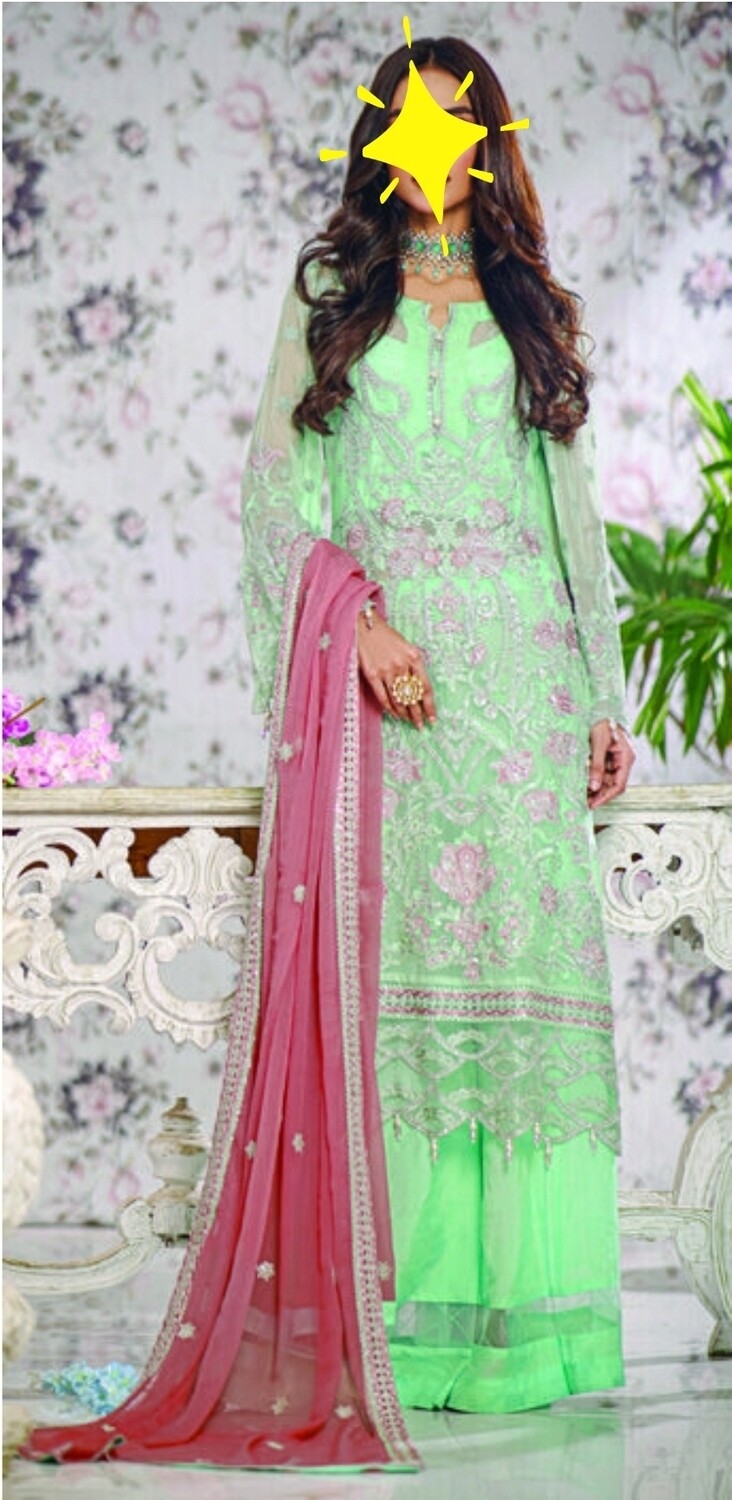 Pistachio- Dhani Luxury Chiffon Original Pakistani Suit