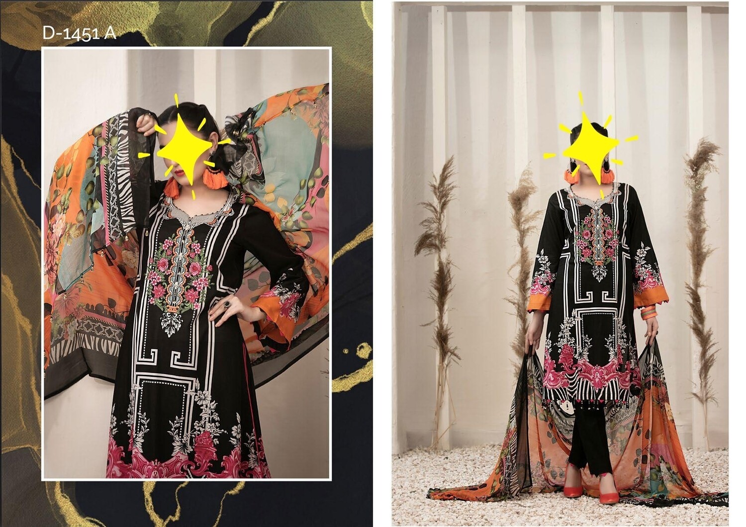 Black-Renee Original Pakistani Tawakkal Lawn Suit
