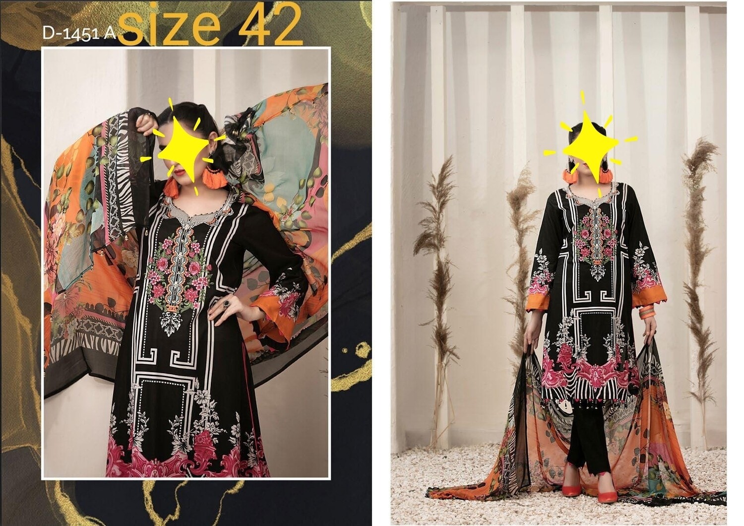 Black-Renee Original Pakistani Tawakkal Lawn Suit
