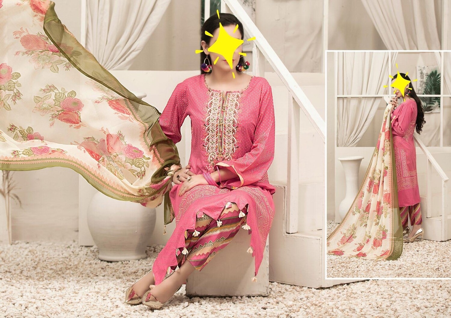 Pink- Renee Original Pakistani Tawakkal Lawn Suit
