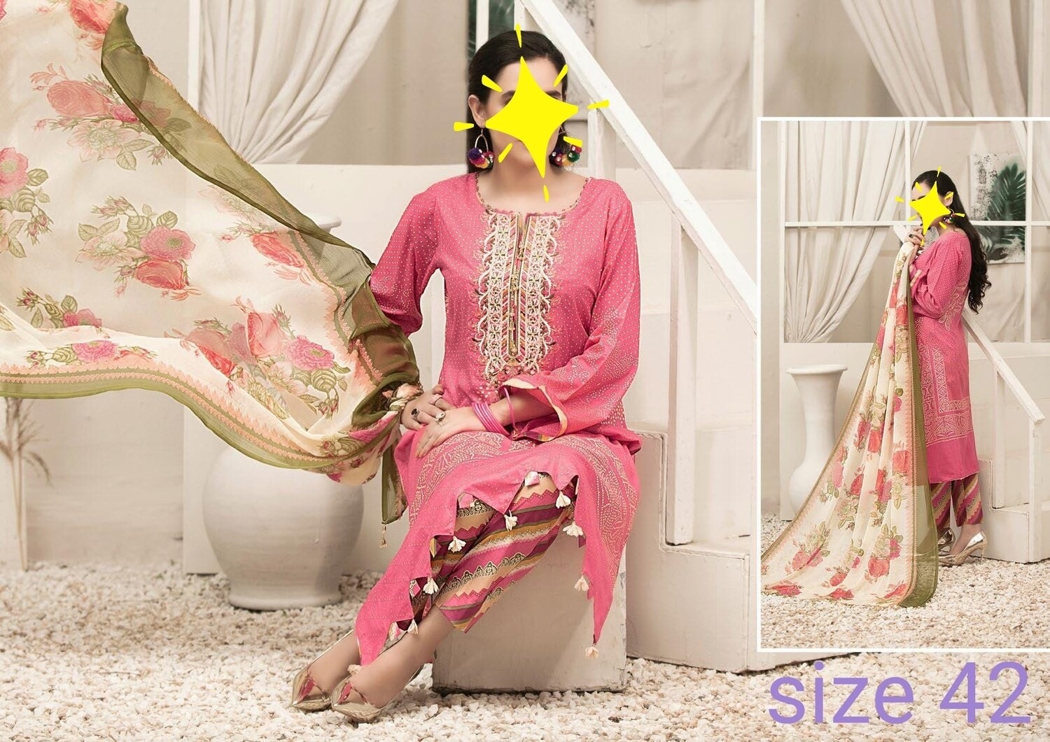 Pink- Renee Original Pakistani Tawakkal Lawn Suit
