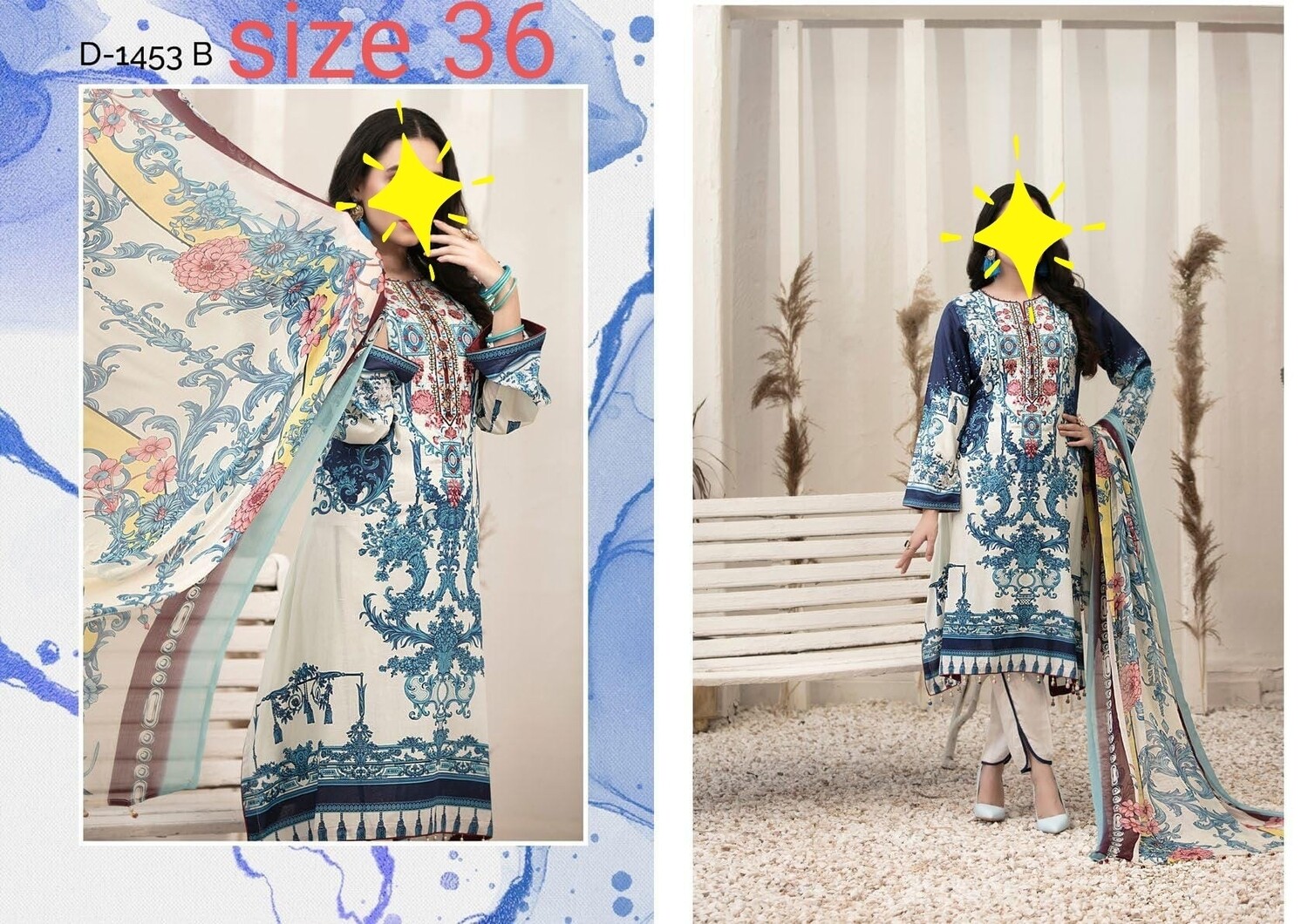 White- Renee Original Pakistani Tawakkal Lawn Suit