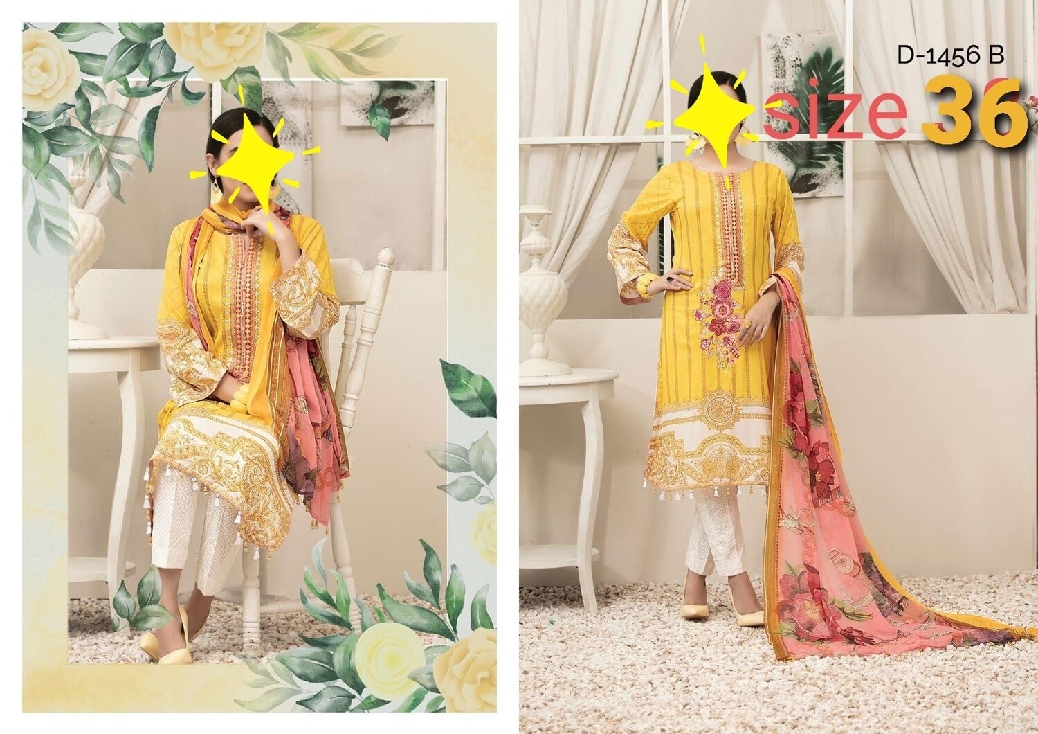 Yellow- Renee Original Pakistani Tawakkal Lawn Suit