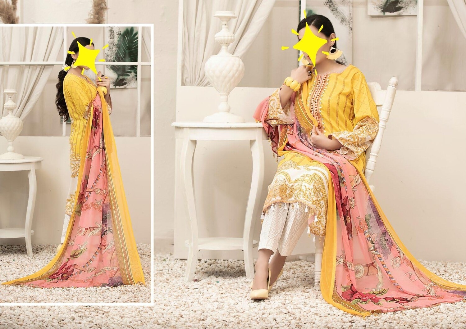 Yellow- Renee Original Pakistani Tawakkal Lawn Suit