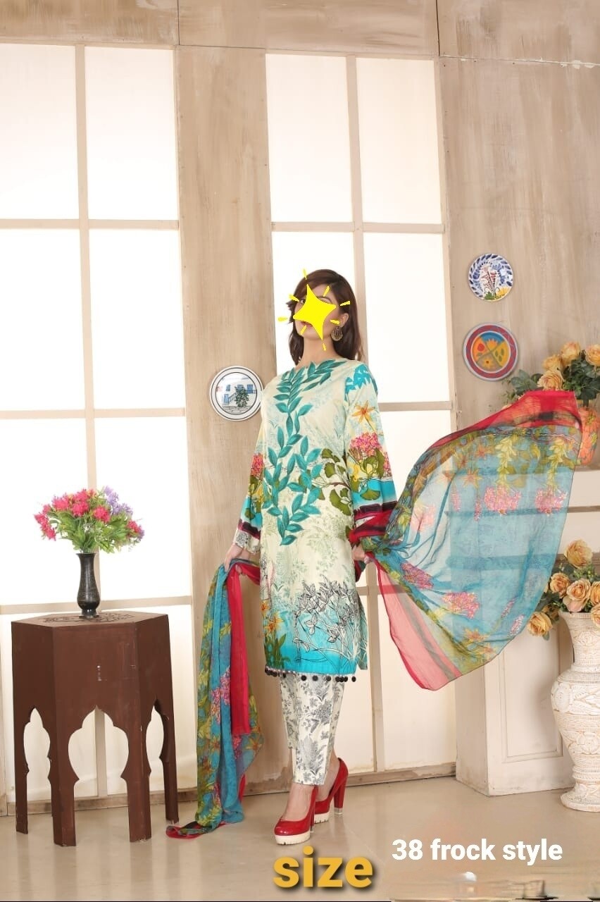 Pakistani Embroidered Lawn Frock Style 
