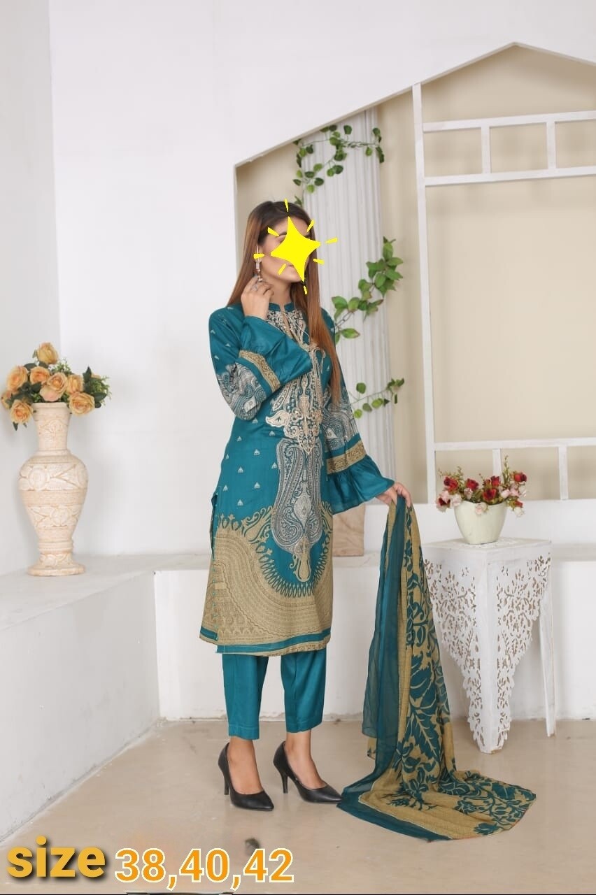 Teal- Pakistani Embroidered Lawn