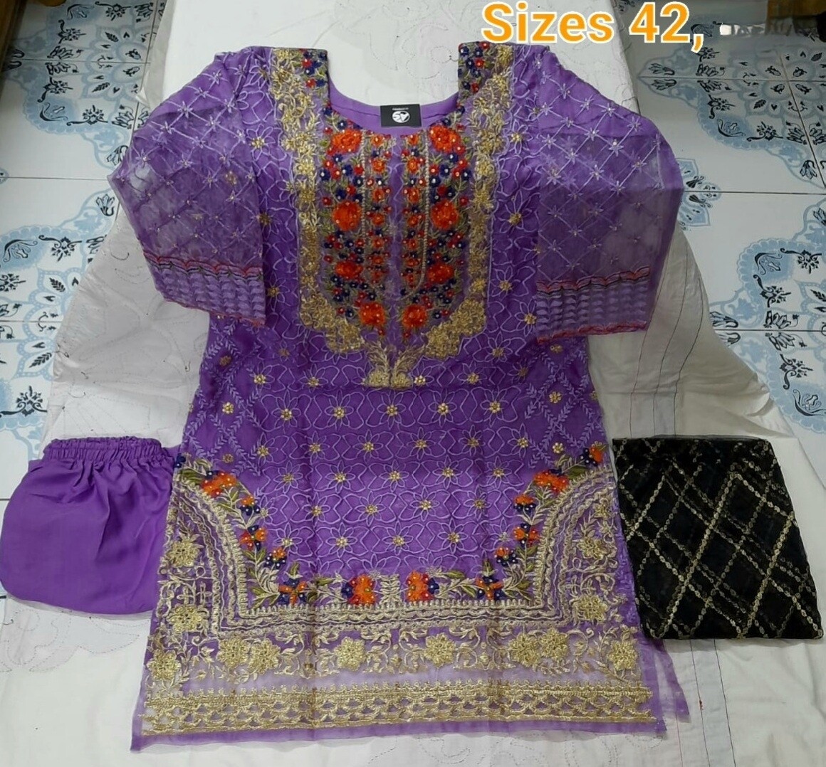 Fully Embroidered Organza Suits