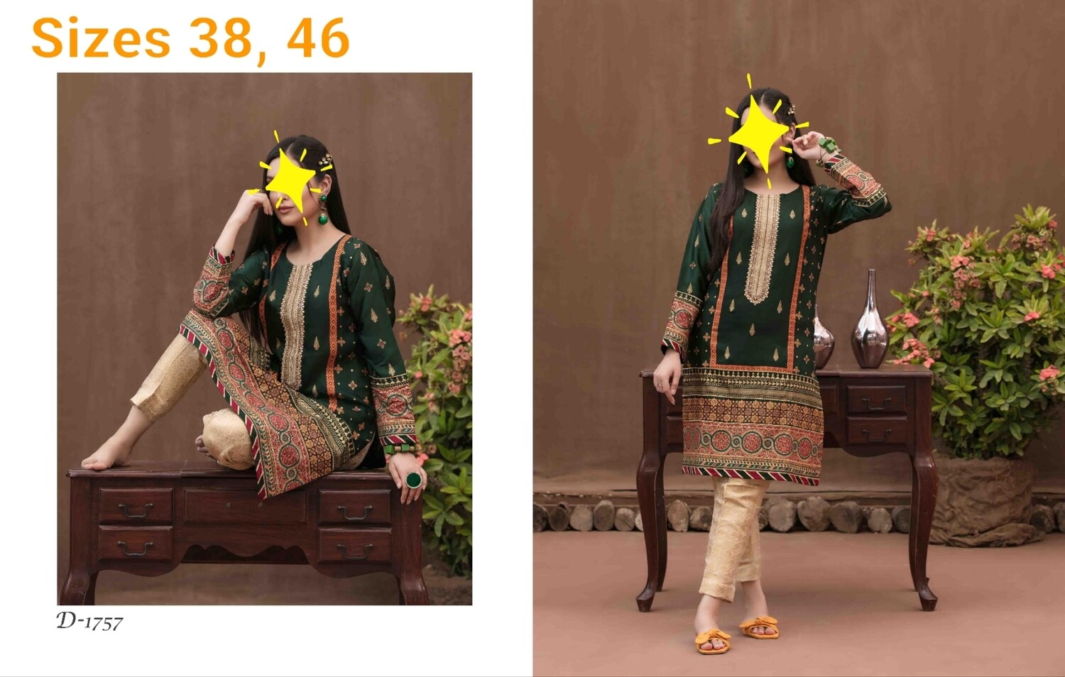 Tawakkal Table Print Silk Embroidered Kurti