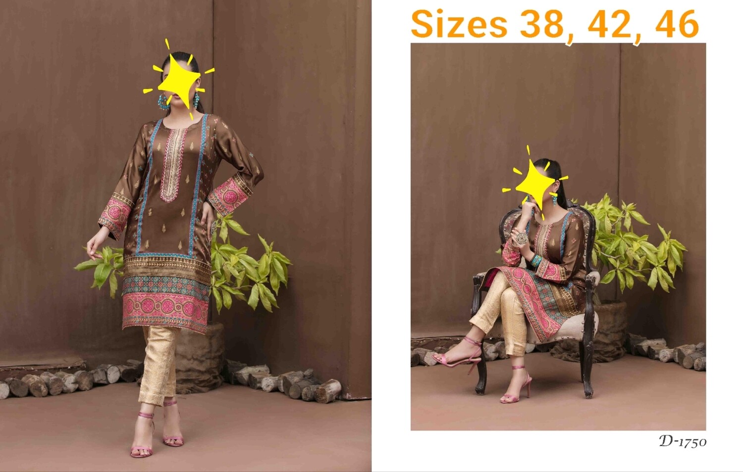 Tawakkal Table Print Silk Embroidered Kurti