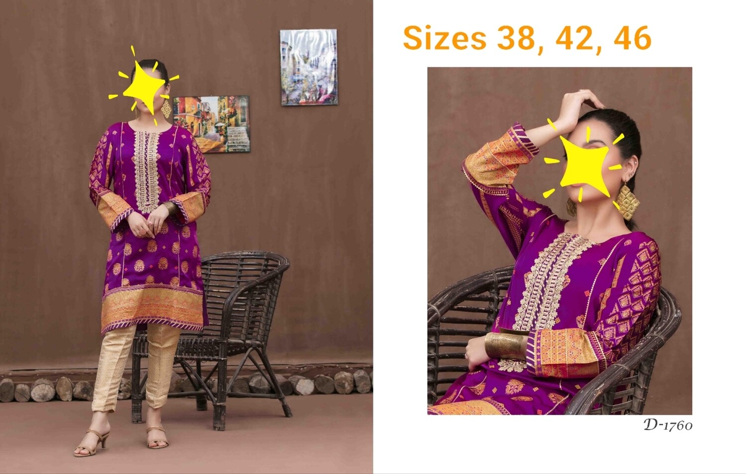 Tawakkal Table Print Silk Embroidered Kurti