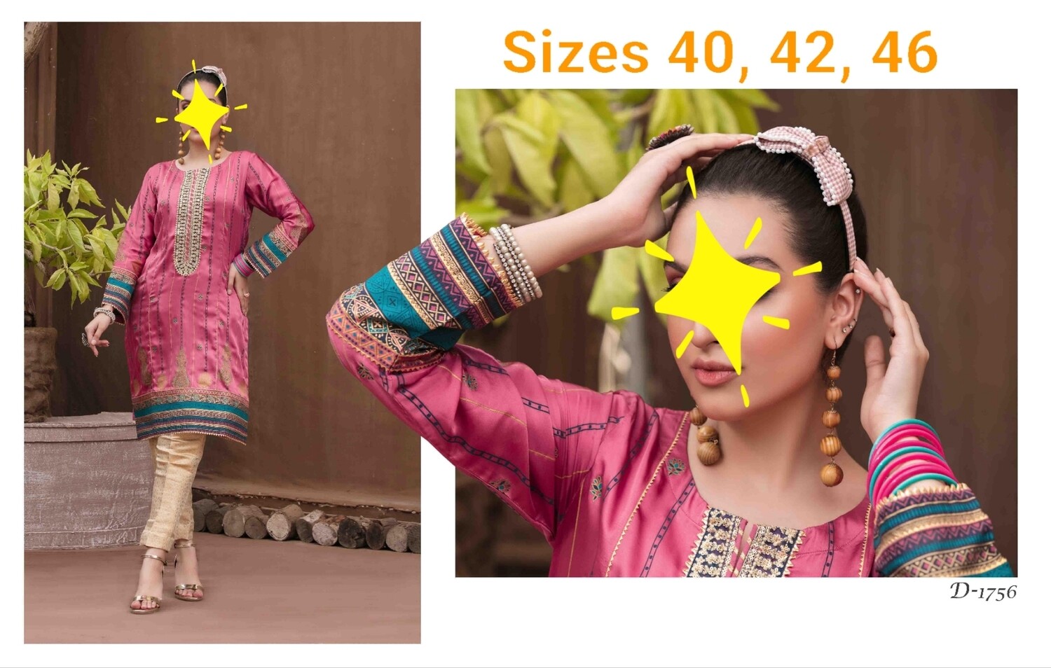 Tawakkal Table Print Silk Embroidered Kurti