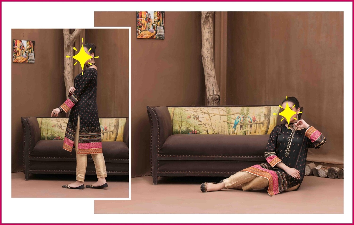 Tawakkal Table Print Silk Embroidered Kurti