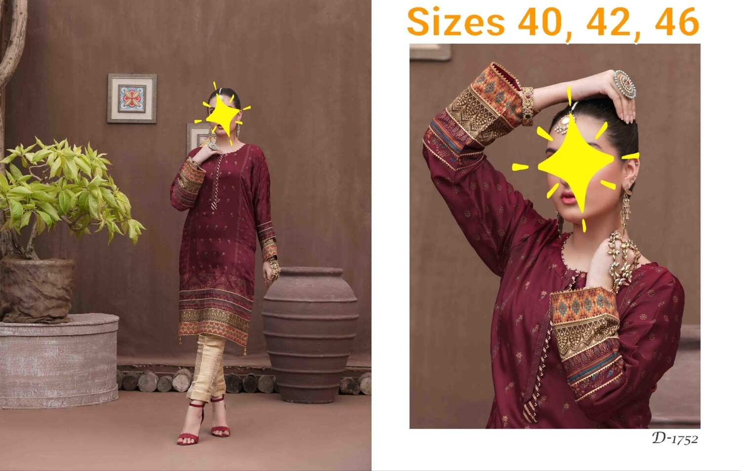 Tawakkal Table Print Silk Embroidered Kurti