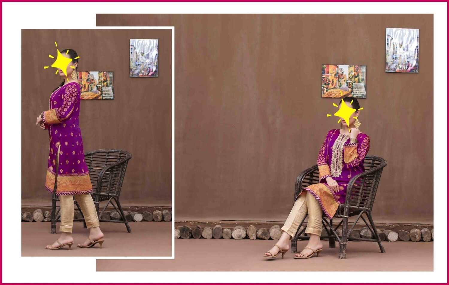 Tawakkal Table Print Silk Embroidered Kurti