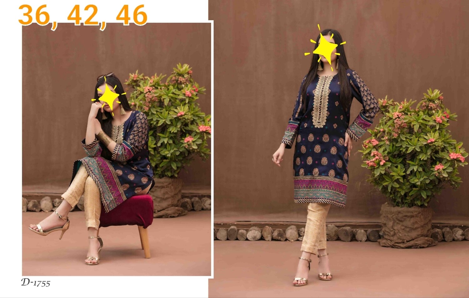 Tawakkal Table Print Silk Embroidered Kurti