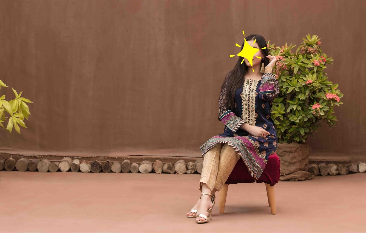 Tawakkal Table Print Silk Embroidered Kurti