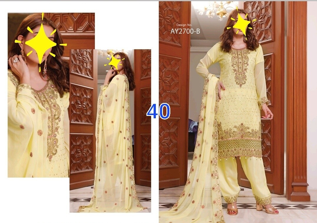 Yellow- Afreen Luxury Chiffon Suit