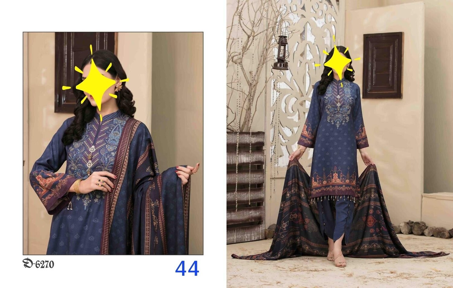 Blue- Tawakkal Dhanak Shawl Collection