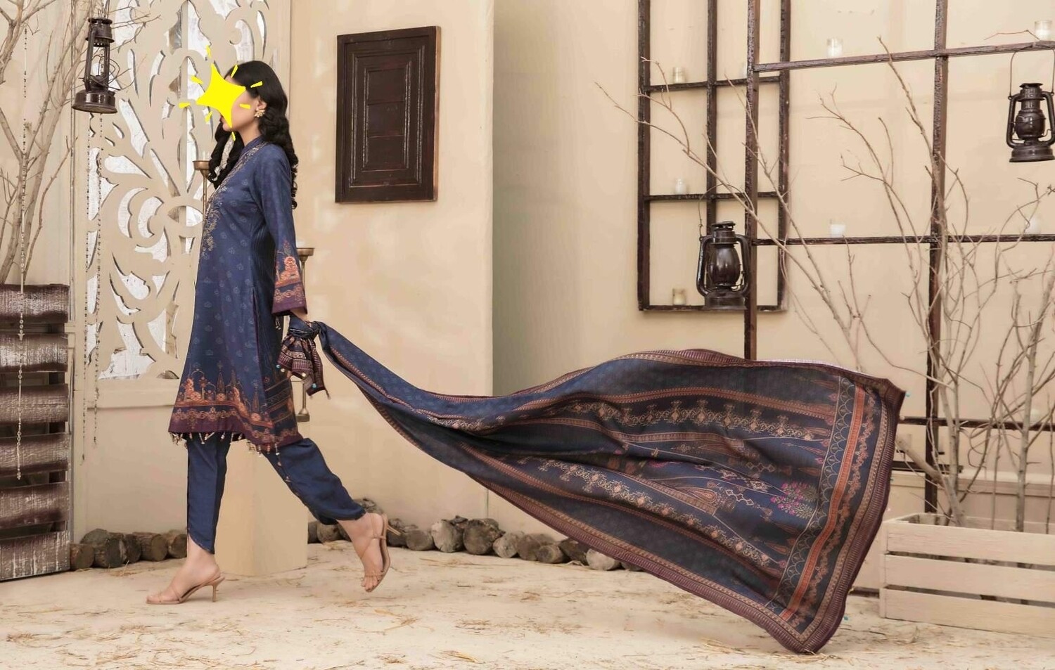 Blue- Tawakkal Dhanak Shawl Collection