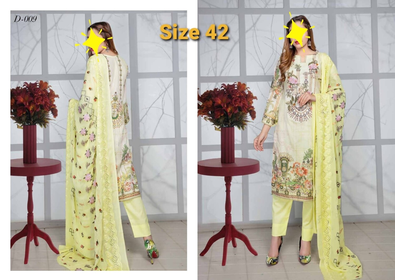 Yellow- Aalaya Lawn Suit with Embroidered Chiffon Dupatta