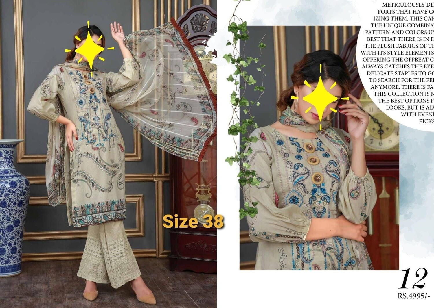 Off White- Mishkal Embroidered Lawn Suit with Shifli Embroidered Trouser