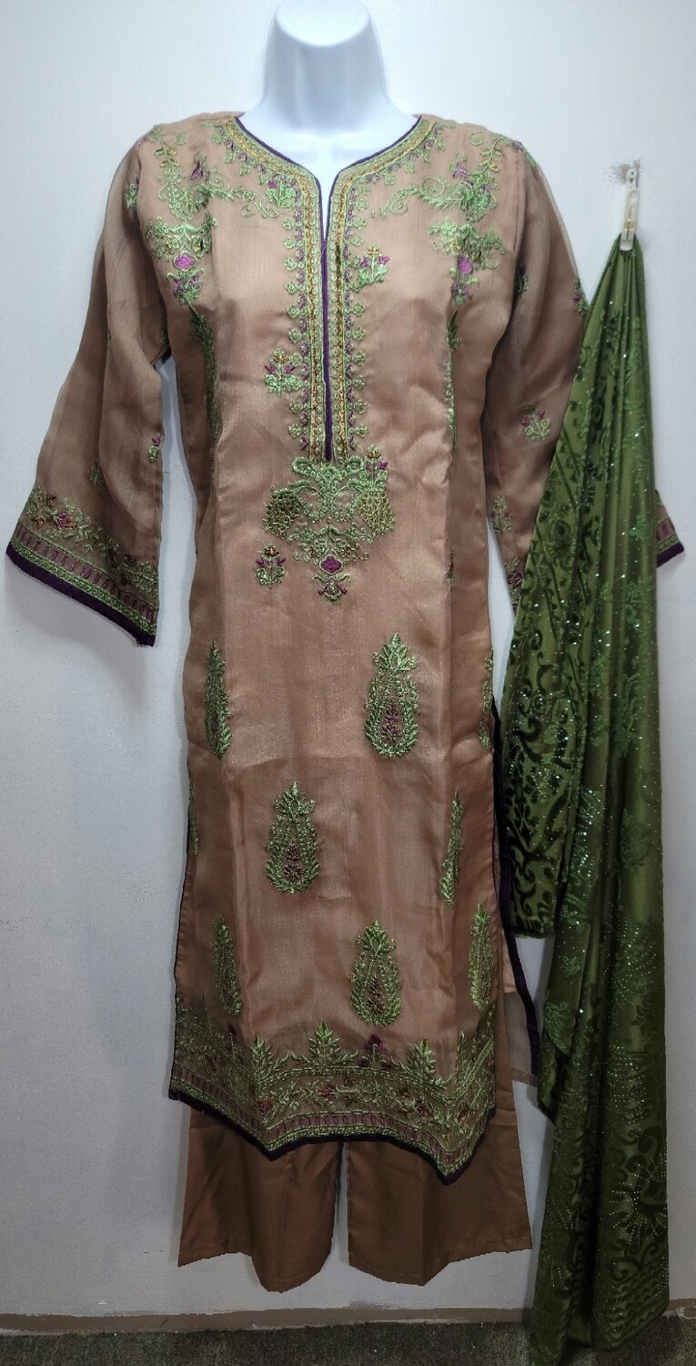 Embroidered Organza Semi Party Wear