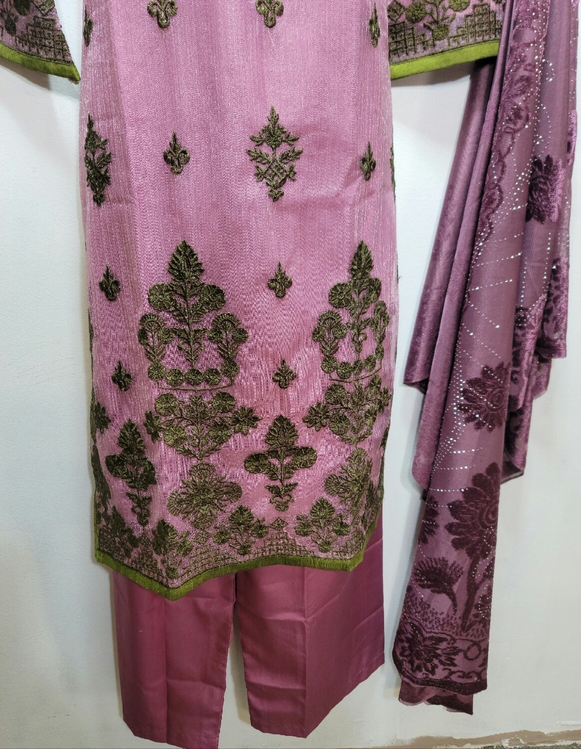 Lavender Embroidered Organza Party Wear