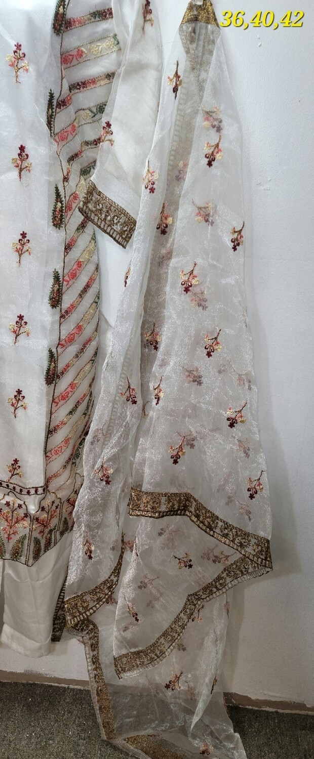 Embroidered Organza Semi Party Wear