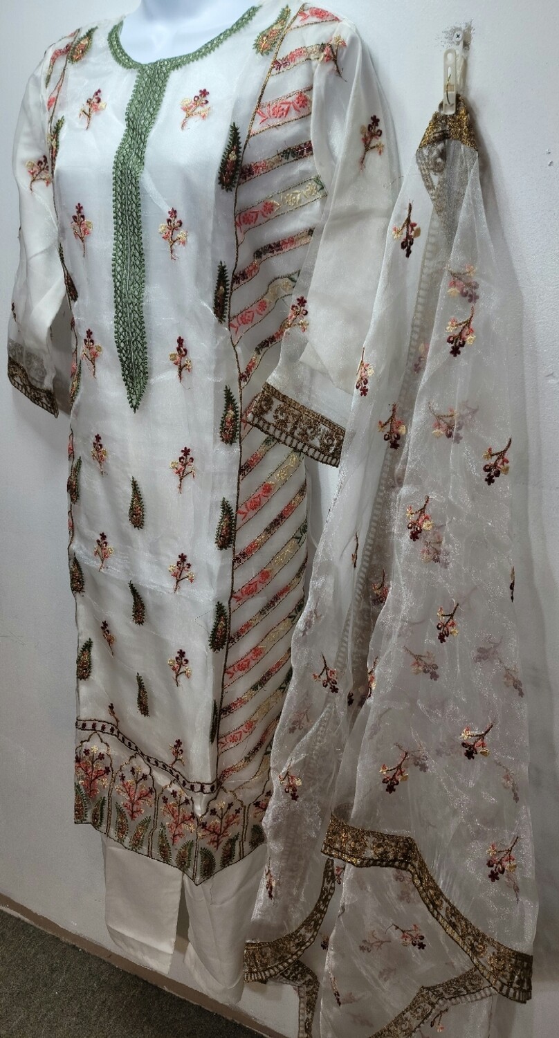 Embroidered Organza Semi Party Wear