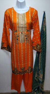 Pakistani linen suits with chiffon dupatta