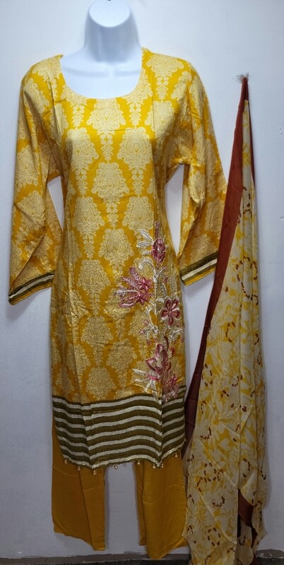 Yellow Pakistani Linen Suit