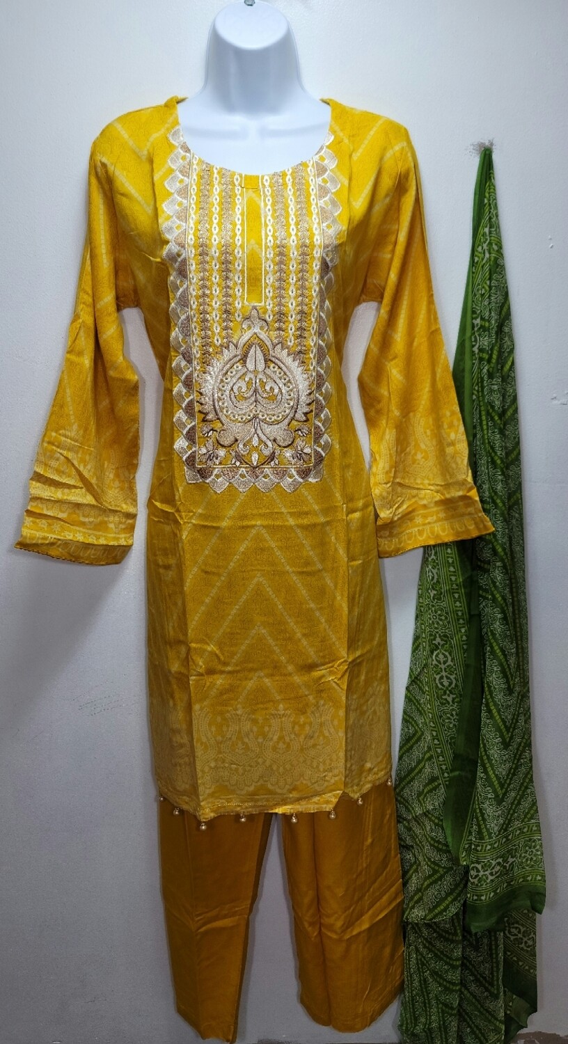 Pakistani linen suits with chiffon dupatta
