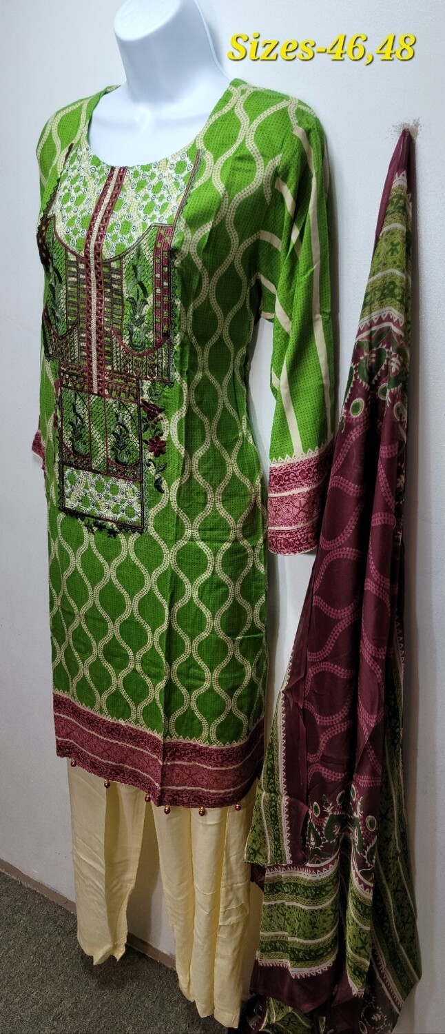 Pakistani linen suits with chiffon dupatta