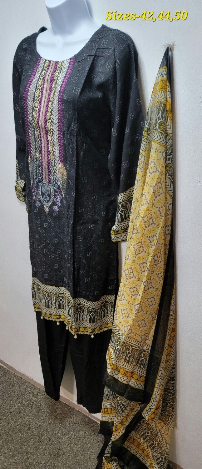 Pakistani linen suits with chiffon dupatta