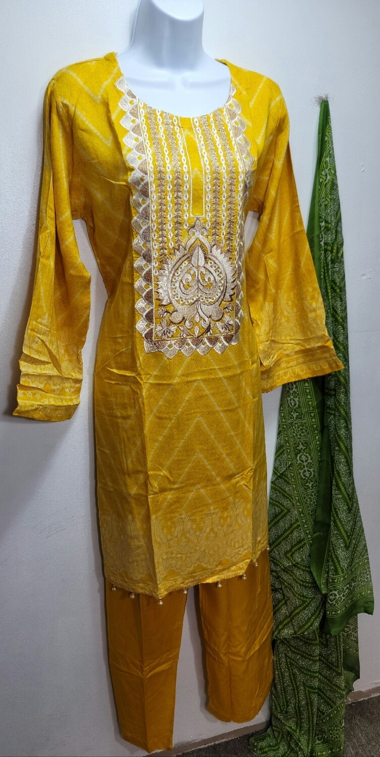 Pakistani linen suits with chiffon dupatta