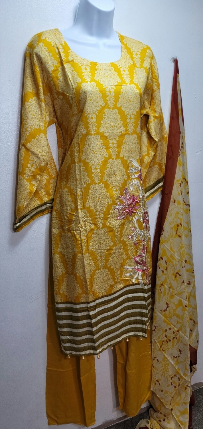 Yellow Pakistani Linen Suit