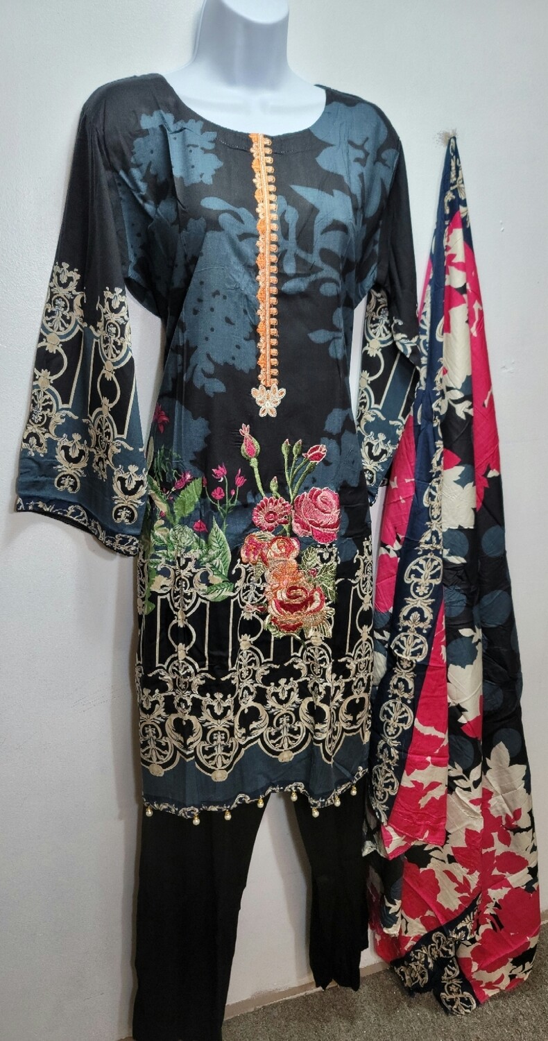 Pakistani linen suits with linen dupatta