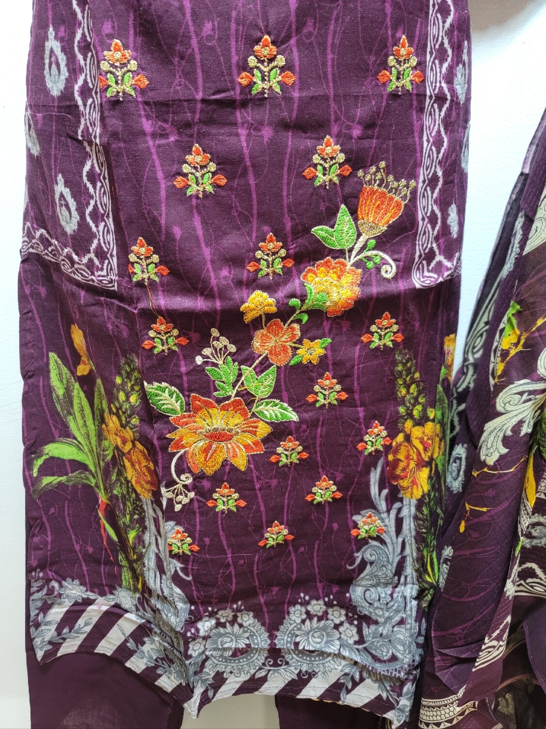 Purple- Pakistani Embroidered Cotton Suit