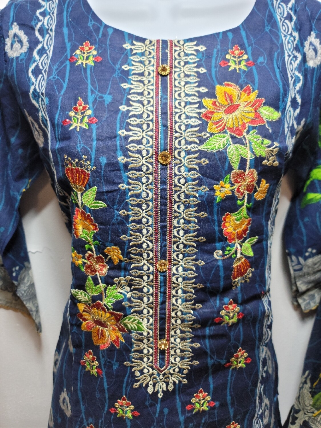 Blue- Pakistani Embroidered Cotton Suit