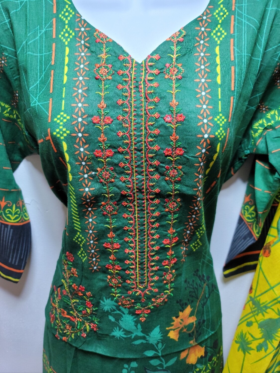 Green- Embroidered Pakistani Cotton Suit