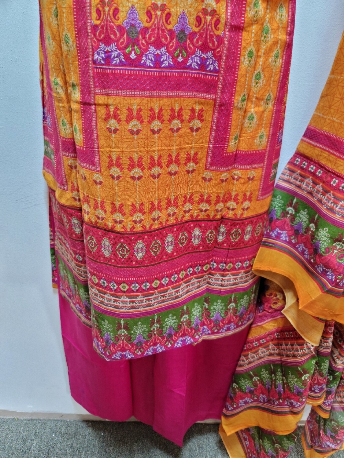 Orange- Embriodered Pakistani Cotton Suit
