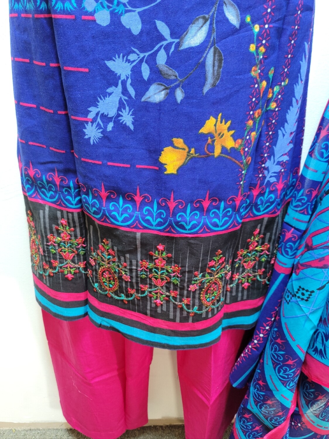 Blue- Embroidered Cotton Suit