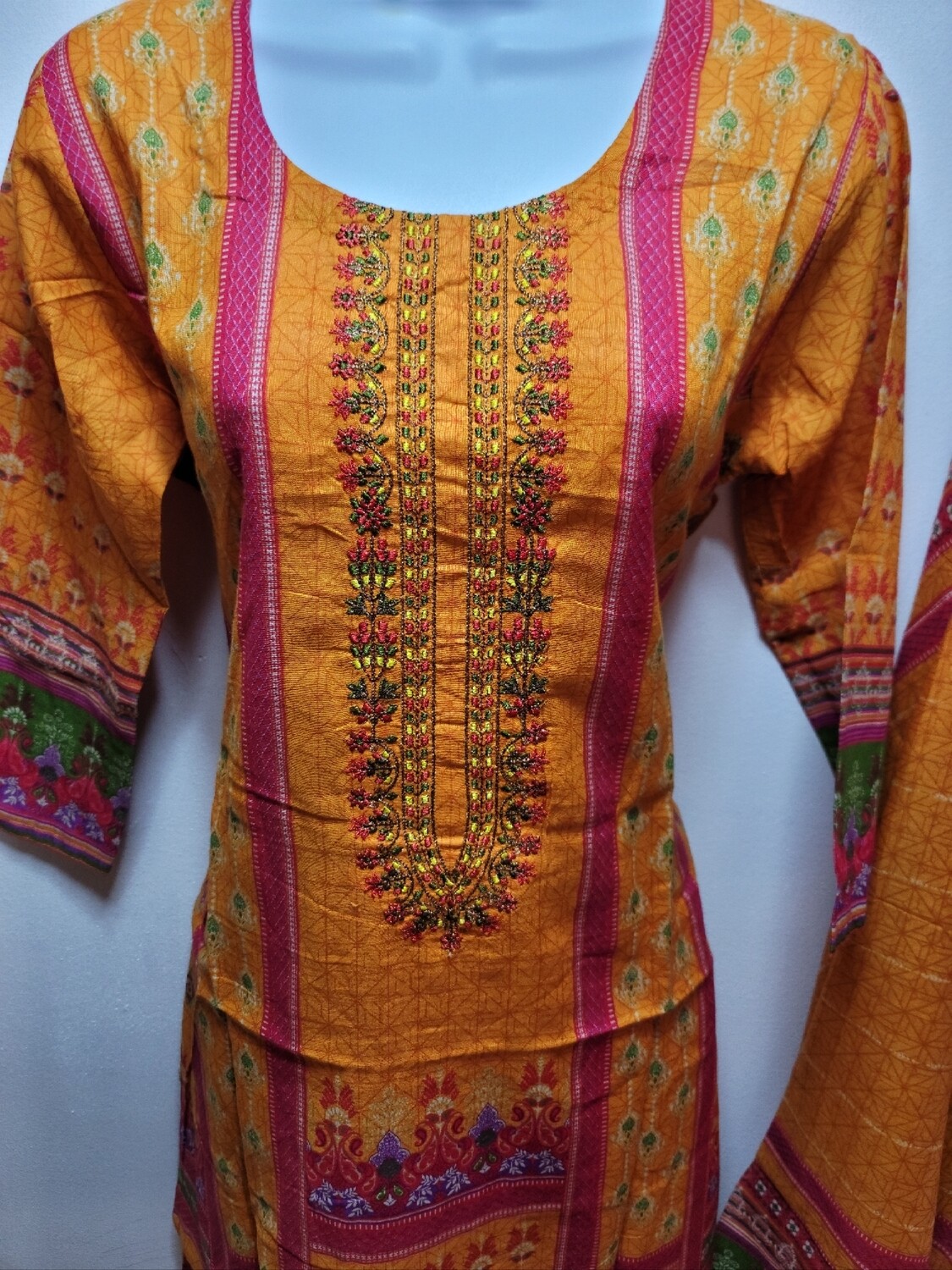 Orange- Embriodered Pakistani Cotton Suit