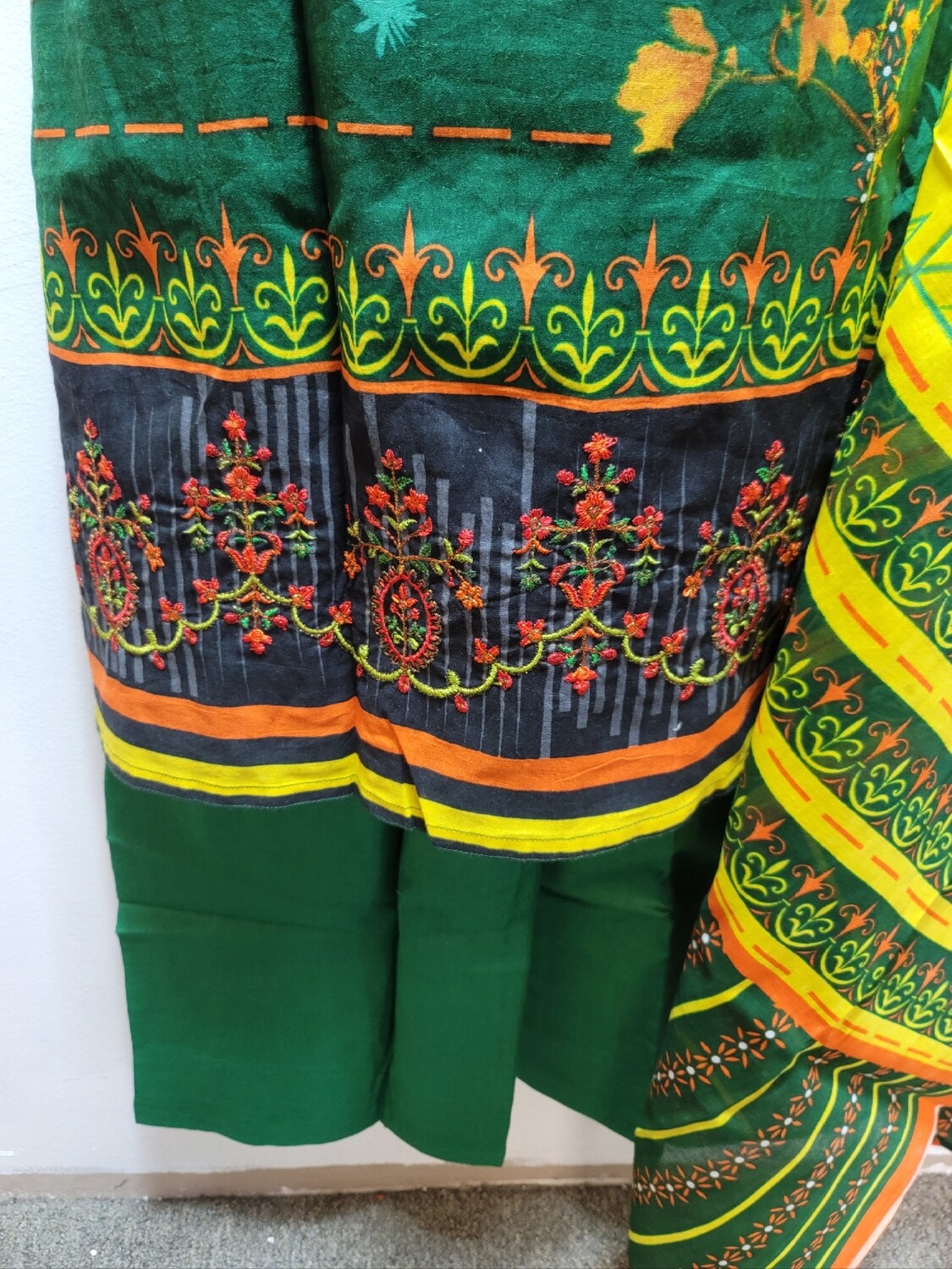 Green- Embroidered Pakistani Cotton Suit