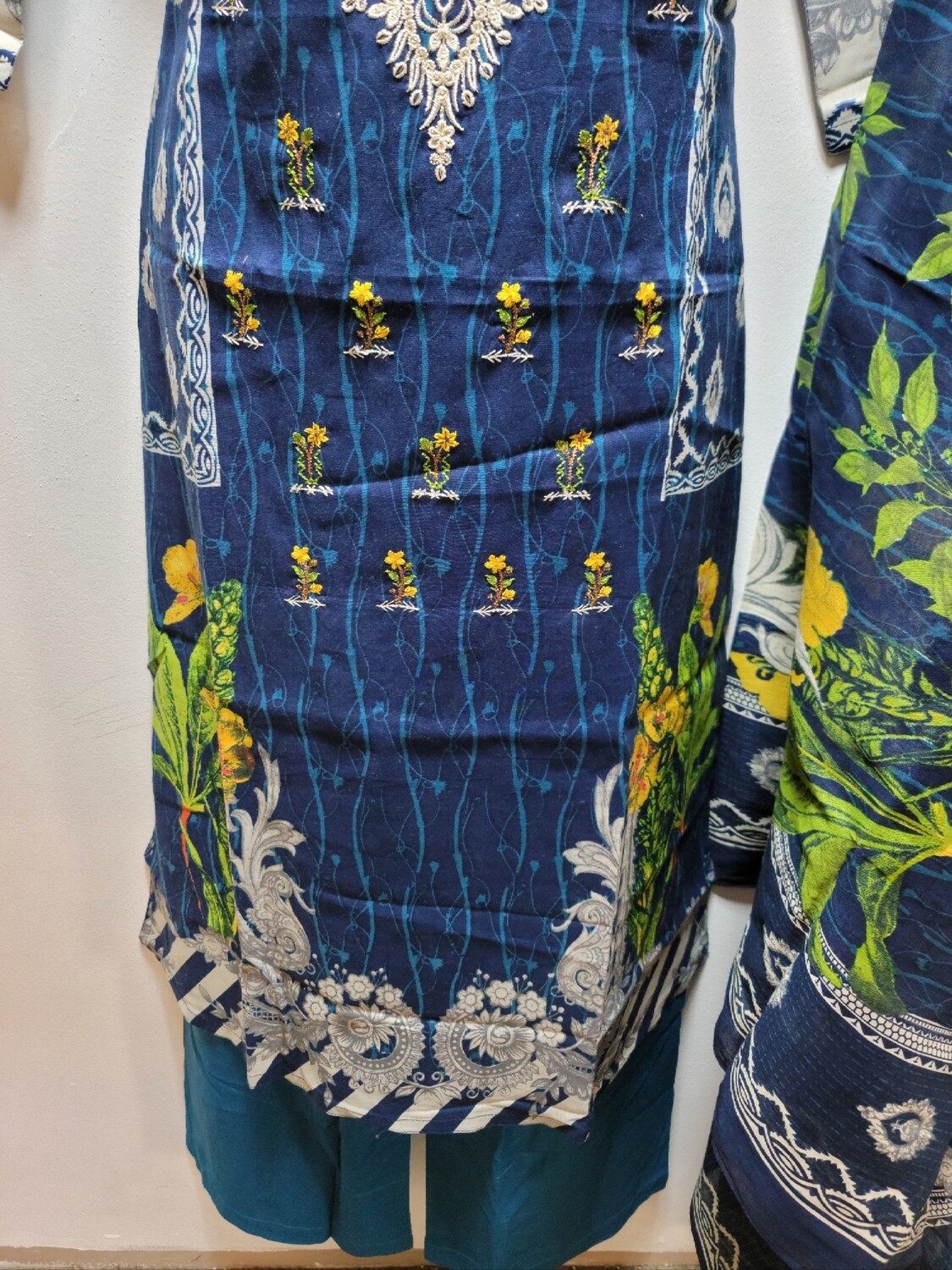 Blue- Embroidered Pakistani Cotton Suit