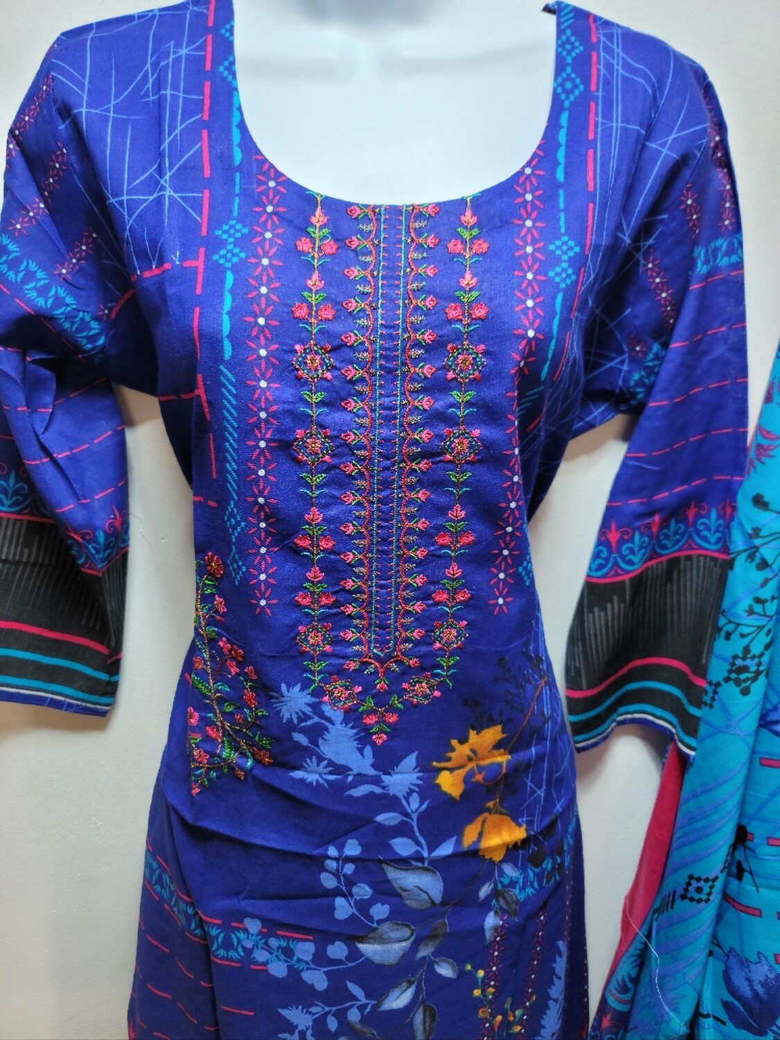 Blue- Embroidered Cotton Suit